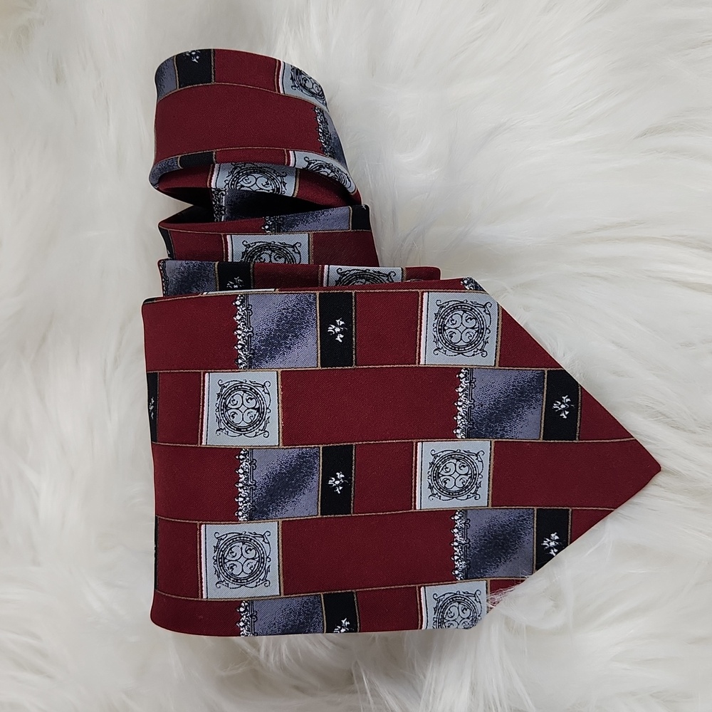 Town Craft, Men's Burgandy, gray & black Tie,
